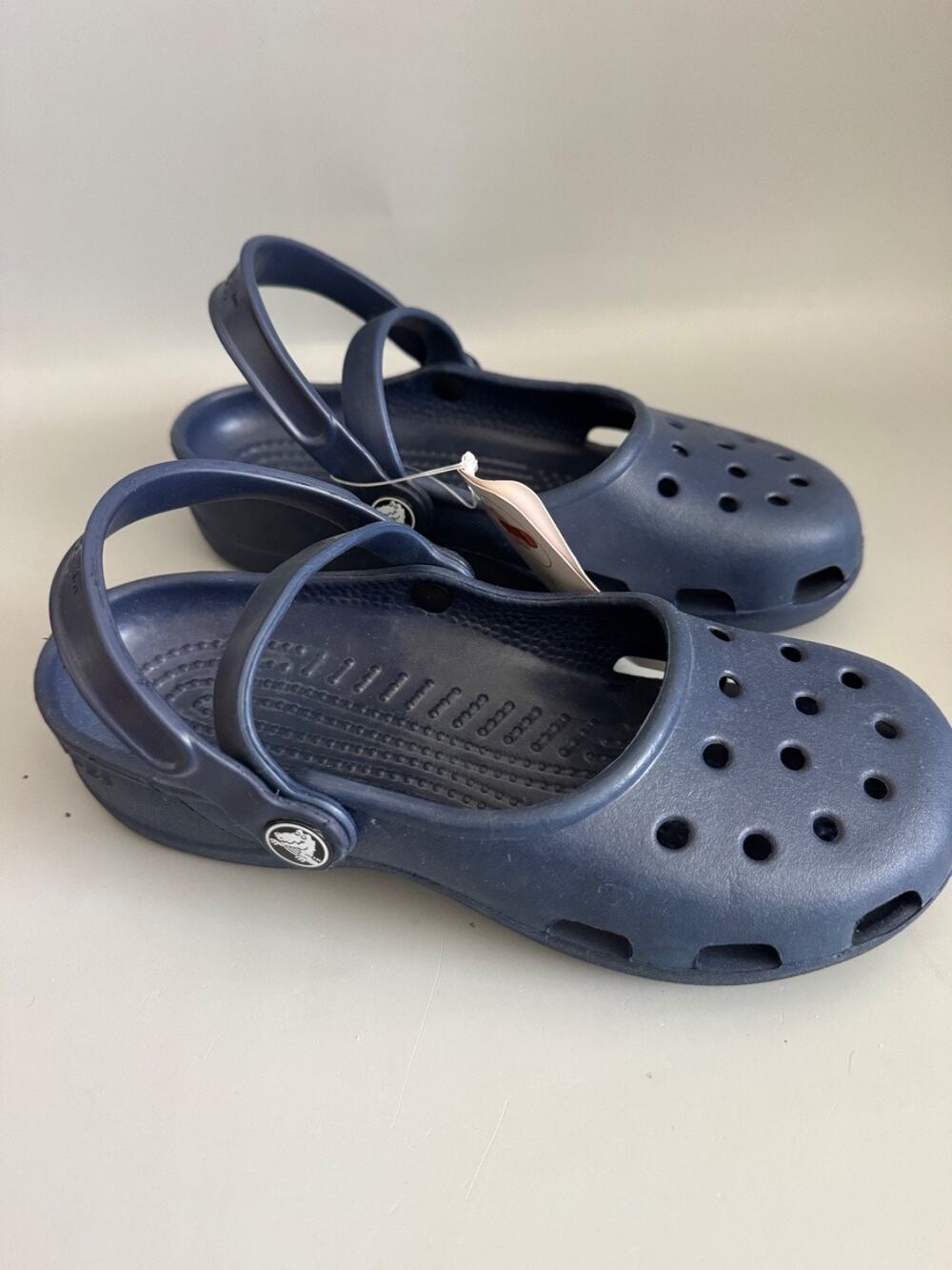 CROCS Karin MARY JANES Clogs SANDALS Girls Size 5 Slingbacks Comfort Navy S3